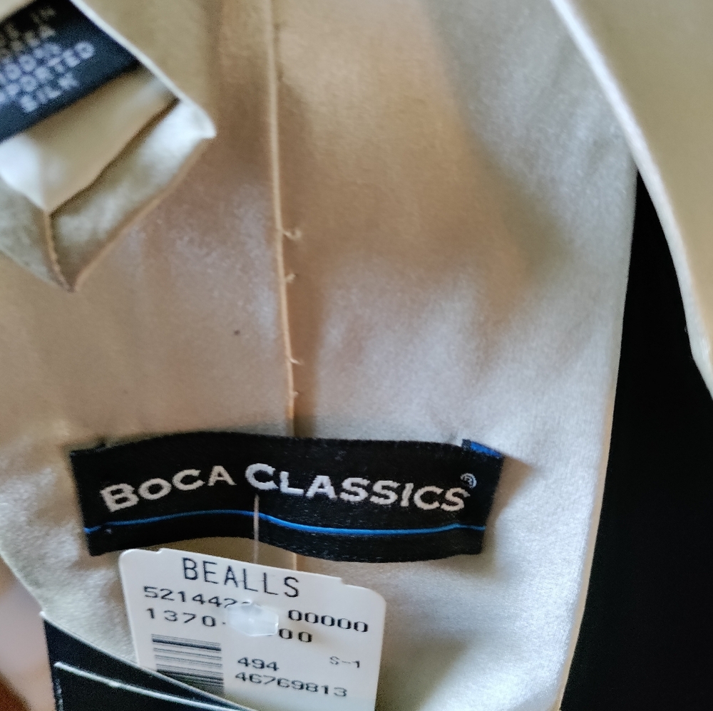 Boca Classics Silver Silk Tie NWTags - Picture 3 of 5